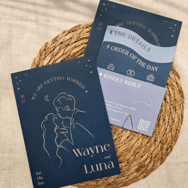 Alternative view of Luna- Celestial Wedding Invitation Suite,Starry Wedding Invitations, Shaped wedding Invitation Die cut｜Minimalist Custom Portrait