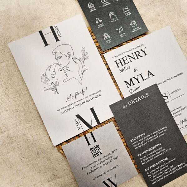 Alternative view of Myla- Minimalist Wedding Invitation Suite, Custom Wedding Invitation, Modern invitation package | Minimalist Custom Portrait