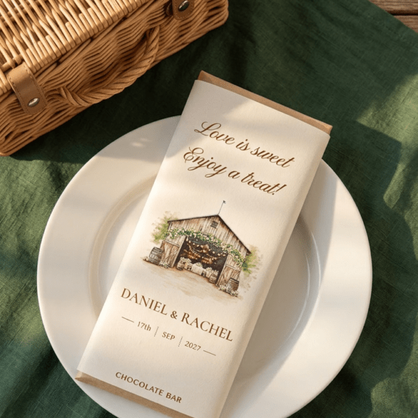 Rustic Wedding Favors, Personalized Wedding Favors, Chocolate Wedding Favor with Ribbons | Hershey Chocolate Bar RU-4