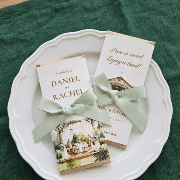 Rustic Wedding Favors,  Personalized Wedding Favors, Barn Wedding Favor with Ribbons | Hershey Chocolate Bar RU-2