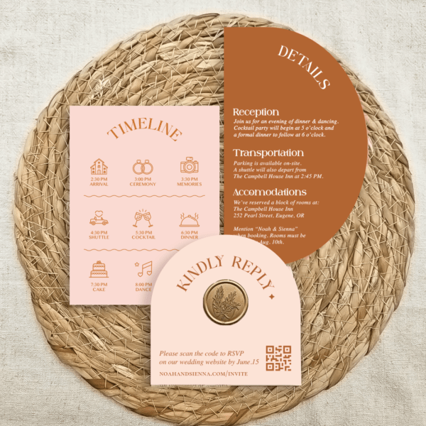 Alternative view of Sienna- Boho Wedding Invitation Suite, Wedding Invitation with wax seals, Custom Wedding Invitation｜Minimalist Custom Portrait