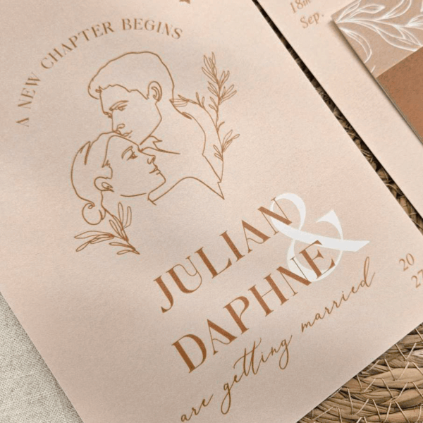 Alternative view of Daphne- Wedding invitation with Wax Seal, Custom Wedding Invitation, Boho Wedding, Beige Invitation | Minimalist Custom Portrait