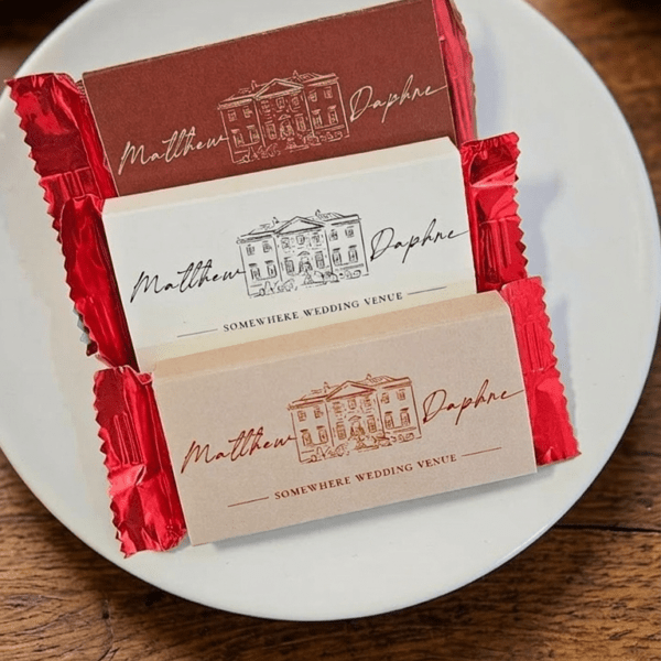 Alternative view of Custom Wedding Favors, Hand drawn Wedding Venue, Personalized Wedding Favor, Chocolate Wedding Favor | Kitkat