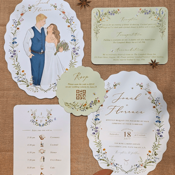 Alternative view of Florence- Rustic Wedding Invitation, Watercolor Wedding Invitation, Botanical Wedding Invitation, Barn Wedding Invitation｜Realistic Custom Portrait