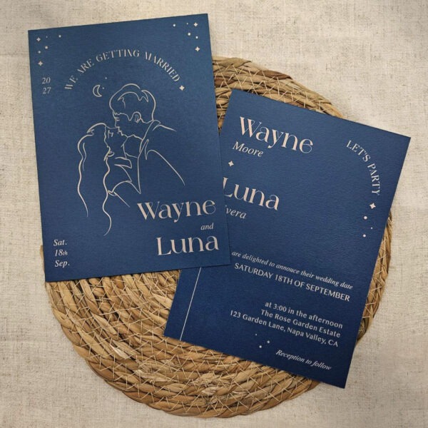Alternative view of Luna- Minimalist Wedding Invitation Suite, Custom Wedding Invitation, Celestial Wedding invitations | Minimalist Custom Portrait