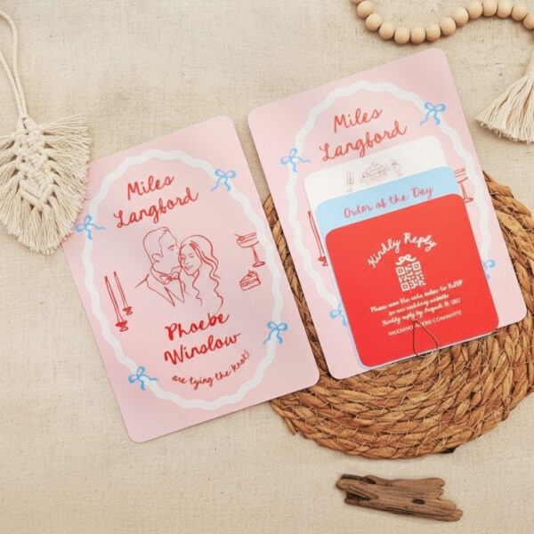 Phoebe- Playful Wedding Invitation Suite, Whimsical Wedding Invitations, Fun Wedding Invites｜Minimalist Custom Portrait