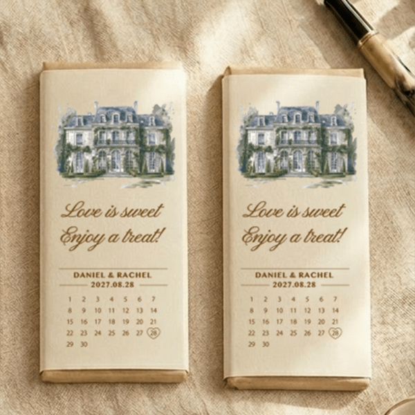 Rustic Wedding Favors,  Personalized Wedding Favors, Barn Wedding Favor with Ribbons | Hershey Chocolate Bar RU-3
