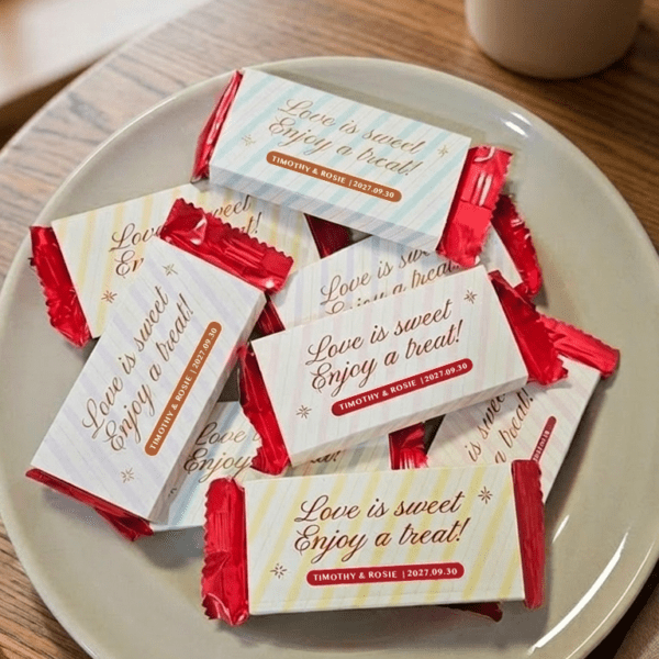 Love is Sweet Wedding Favors, Minimalist, Edible Wedding Favors, Personalized Wedding Favors, Chocolate | Kitkat